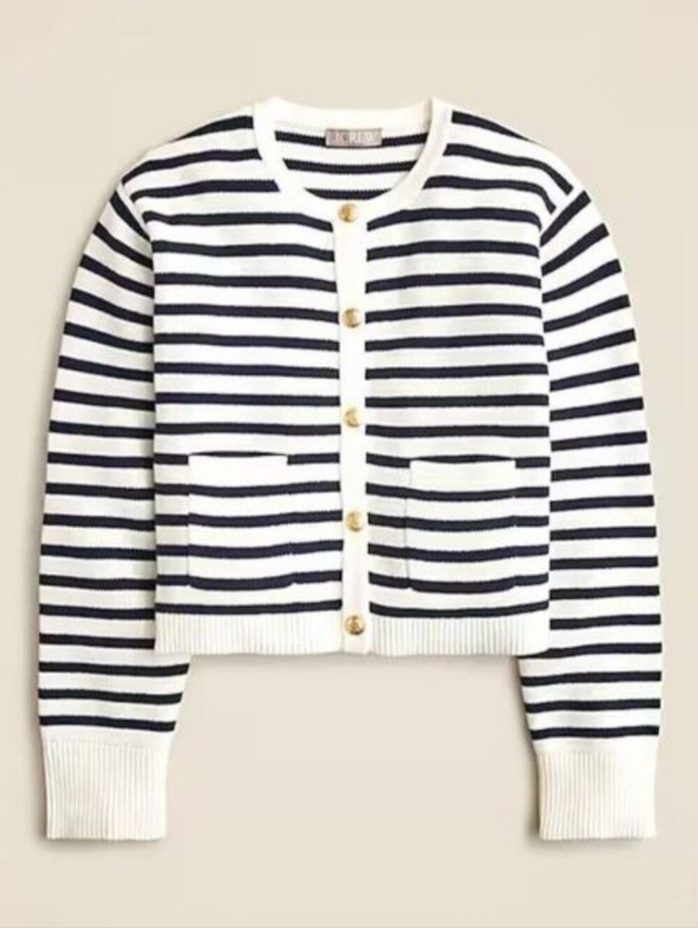 J.Crew Emilie Lady Jacket Natural Mavy Stripe Cardigan Sweater